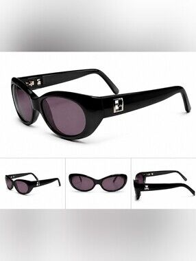 Fendi Vintage Navy Oval Cat Eye Sunglasses | Glossy Frame | Y2K Chic